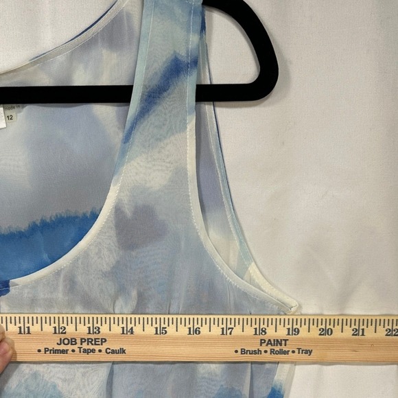 Calvin Klein Blue Watercolor Floral Chiffon Handkerchief Hem Maxi Dress Women 12 - Picture 8 of 9